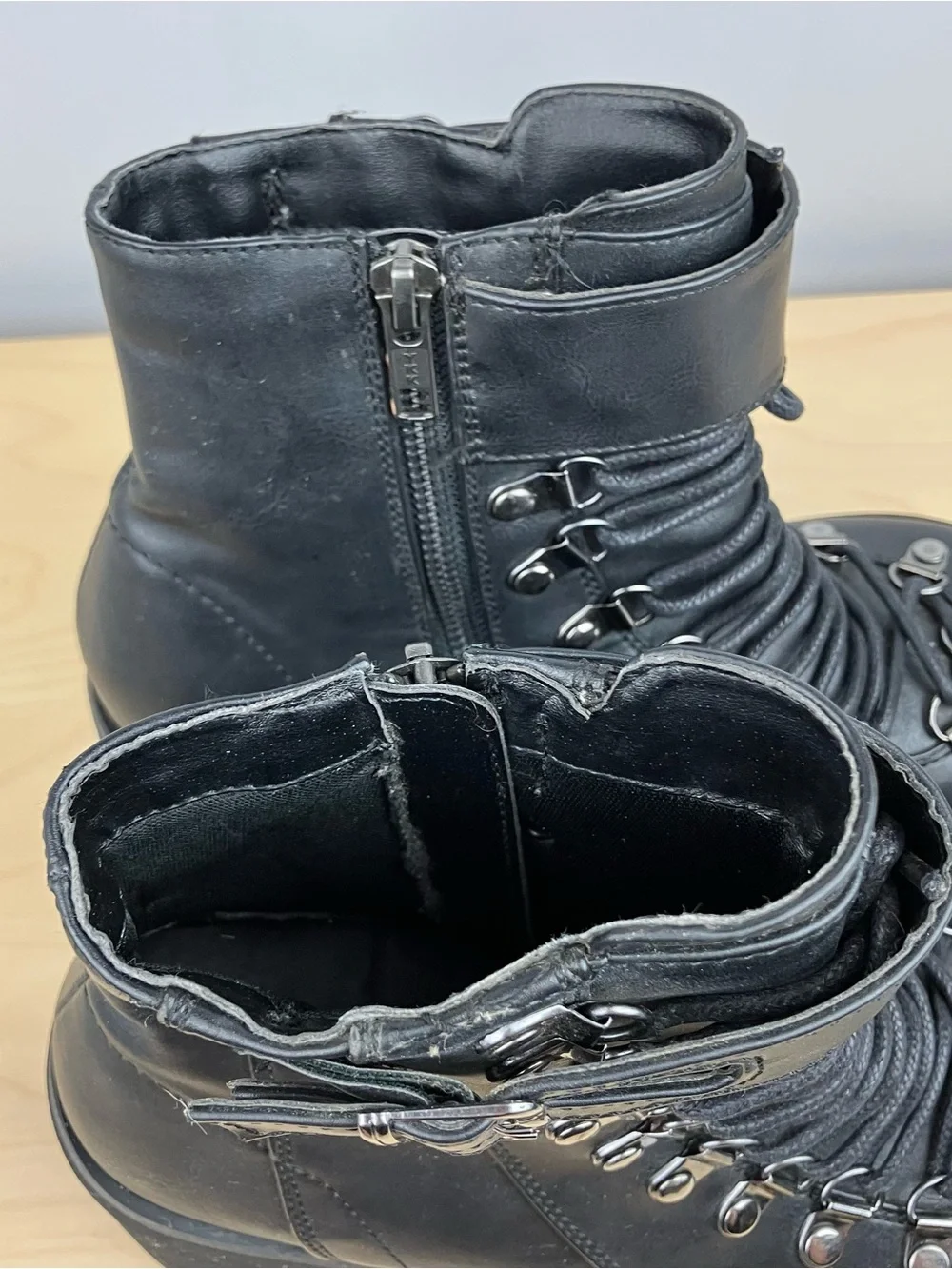 Demonia Women’s Size 7.0? Kera Black Platform Ankle Boots Lace Up Buckle Chunky